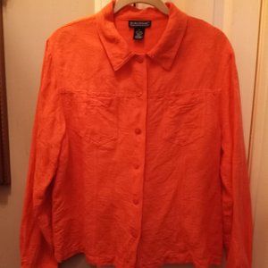 Dialogue Long Sleeve Linen Button Front Shirt Sz M